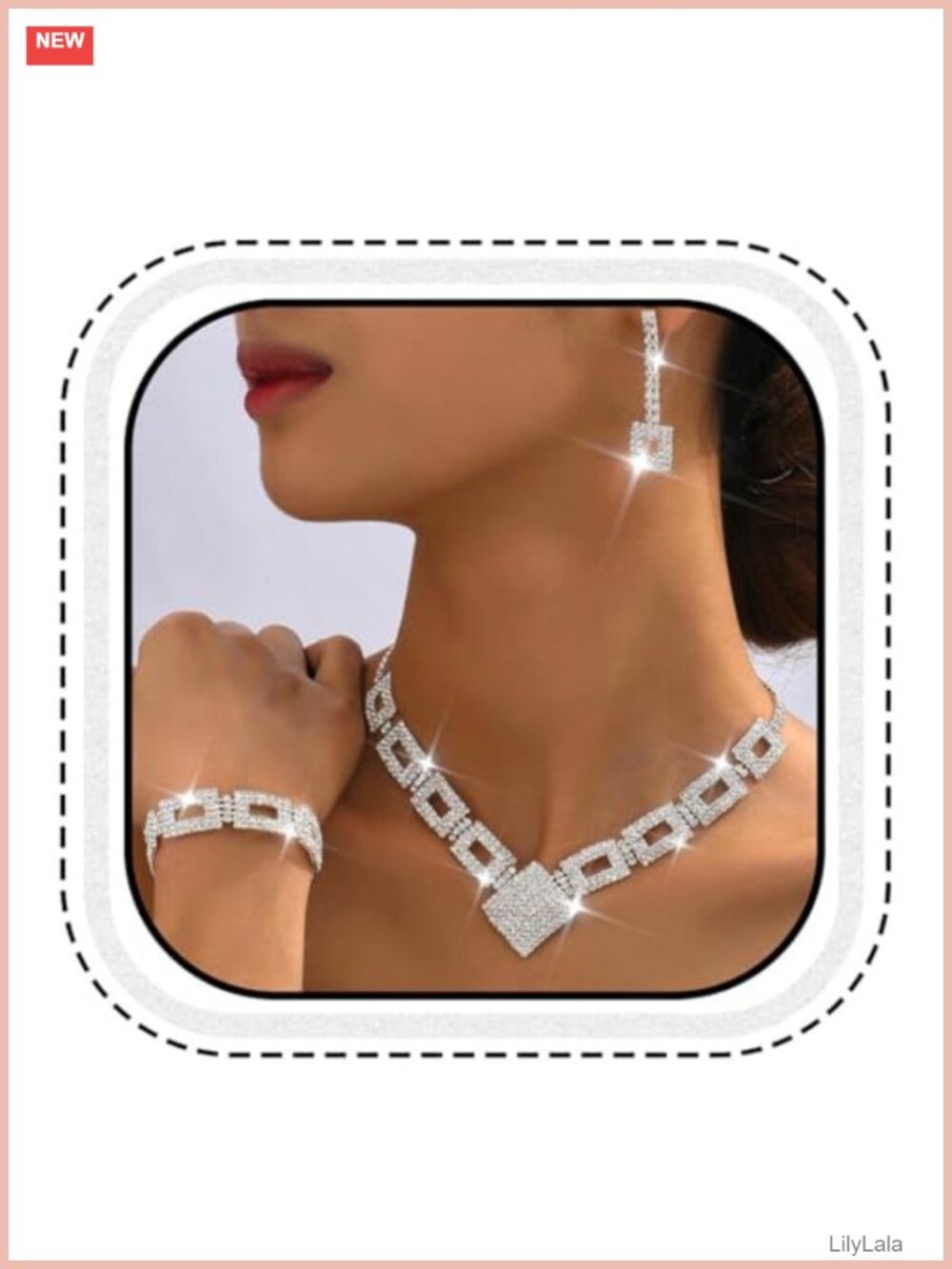 Crystal Rhinestone Bridal Wedding Jewelry Set Necklace Earrings Formal